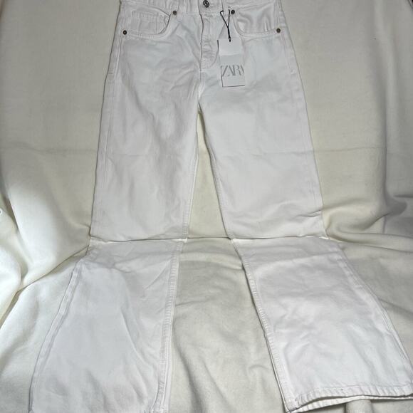 New ZARA Jeans Women's Wide Leg Mid Rise Casual Bohemian US 4 - Picture 2 of 5